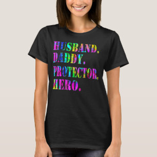 Camiseta Tie Dye Husband Pai Protetor Hero Dia de os pais