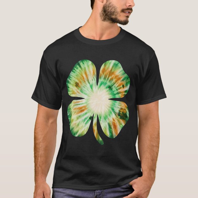 Camiseta Tie Dye Irish Shamrock Lucky Four Leaf Clover (Frente)