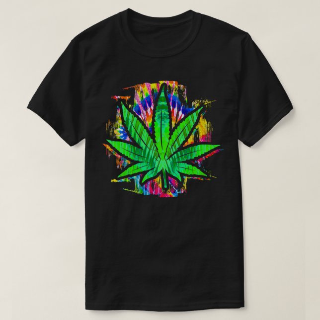 Camiseta Tie Dye Leaf Pothead Smoking Weed Hippie Sto (Frente do Design)