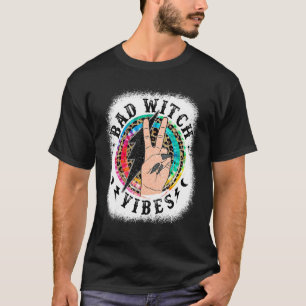 Camiseta Tie Dye Leopard Bad Witch Vibes Halloween Girls W