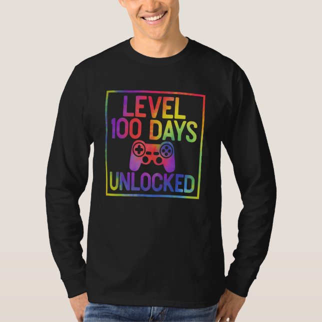 Camiseta Tie Dye Level 100 Days Of School Unlocked 100 Days (Frente)