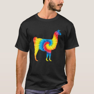 Camiseta Tie Dye Llama Rainbow Impressão Alpaca Animal Hipp
