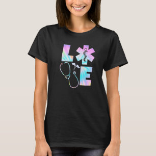 Camiseta Tie Dye Love Escrub Life Stethoscope Enfermeiras