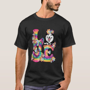 Camiseta Tie Dye Love Siberian Husky Dog Mãe Pai Groovy Hip