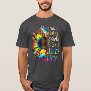 Camiseta Tie Dye Lunch Lady Professora Sunflower Lepard Vol