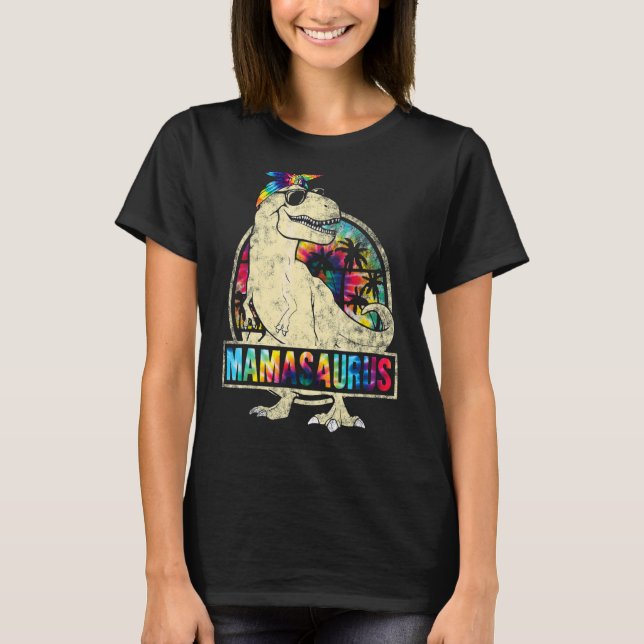 Camiseta Tie Dye Mamasaurus Dinossaur Rex Mama Mamãe Mãe (Frente)