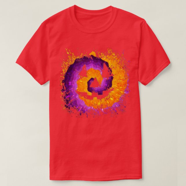 Camiseta Tie Dye Mau Pumpkin Monster Face JackOLanterna Ha (Frente do Design)
