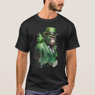 Camiseta Tie Dye Monkey Tuxedo Leprechaun Hat da Rua Patric