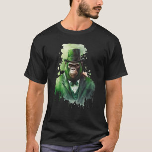 Camiseta Tie Dye Monkey Tuxedo Leprechaun Hat da Rua Patric
