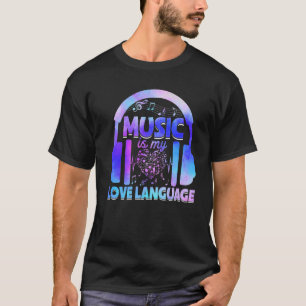 Camiseta Tie Dye Music É O Meu Fones de ouvido De Língua De