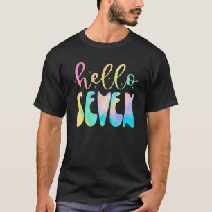 Camiseta Tie Dye Olá Garota A 7 de Aniversário De 7 Anos