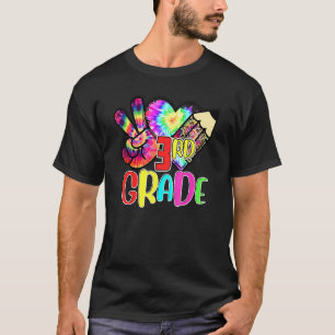 Camiseta Tie Dye Peace Love 3rd Grade Teacher Stuach Back