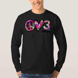 Camiseta Tie Dye Peace Love E 3rd Grade Girl Boy Tea