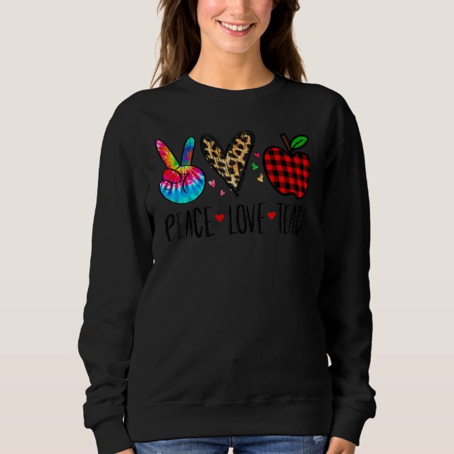 Camiseta Tie Dye Peace Love Teach First Day School Teach (Frente)