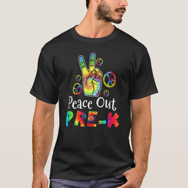 Camiseta Tie Dye Peace Out Pre K Last Day School Summer (Frente)
