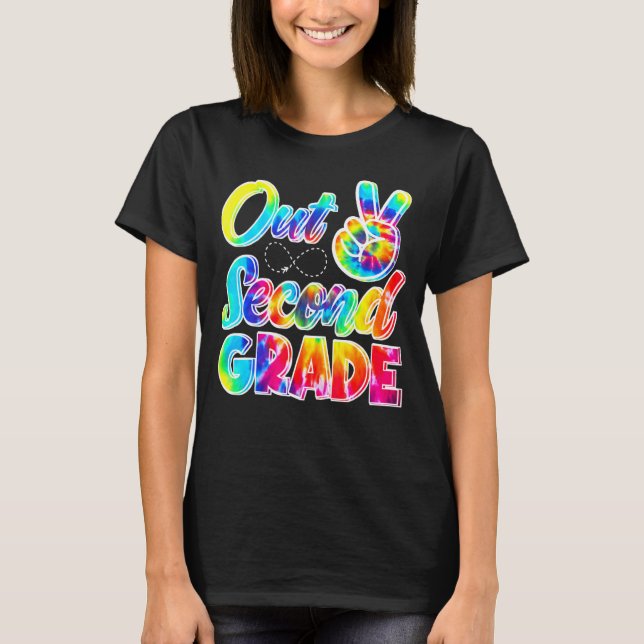Camiseta Tie Dye Peace Out Second Grade Last Day (Frente)