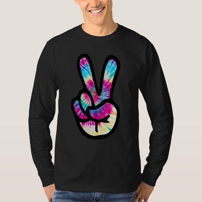 Camiseta Tie Dye Peace Sign Hand  Hippies V s (Frente)