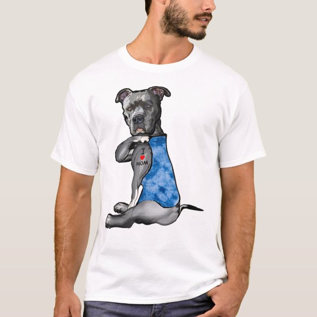 Camiseta Tie Dye Pit - Eu Amo Mamãe Pitbull Tattoo Mãe (Frente)