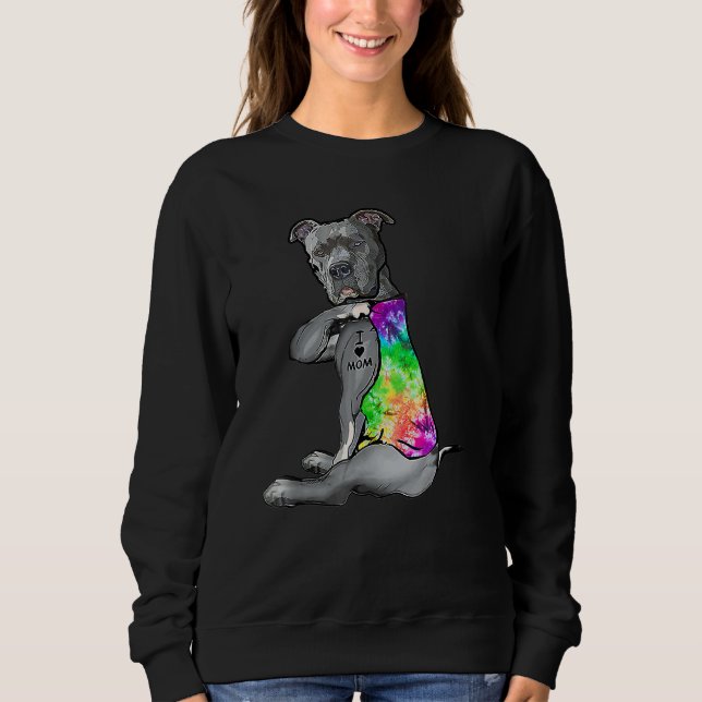 Camiseta Tie Dye Pitbull Eu amo mamãe Pitbull Tattoo Mãe (Frente)