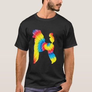 Camiseta Tie Dye Poodle Rainbow Impressão Dog Animal Hippie