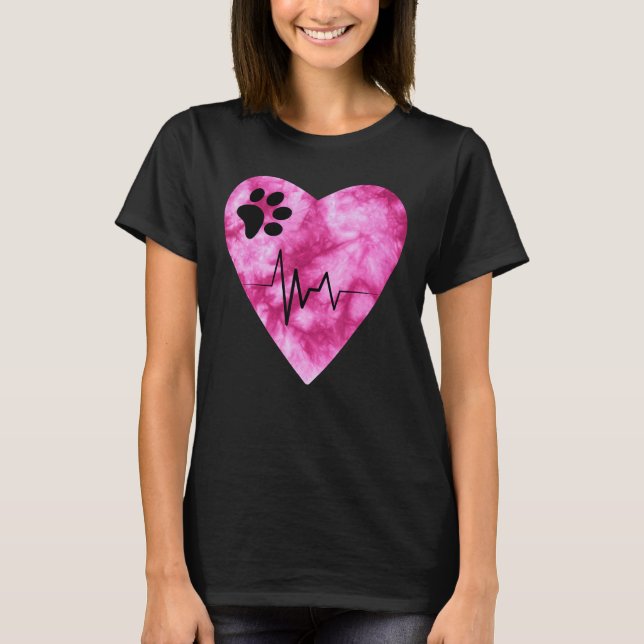 Camiseta Tie Dye Print  Pet Love Heartbeat Pulse (Frente)