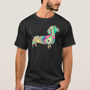 Camiseta Tie-Dye Psychedelic Dachshund Wiener Dog Rainbow T