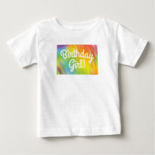 Camiseta Tie Dye Rainbow Festa de aniversário Kids Cute