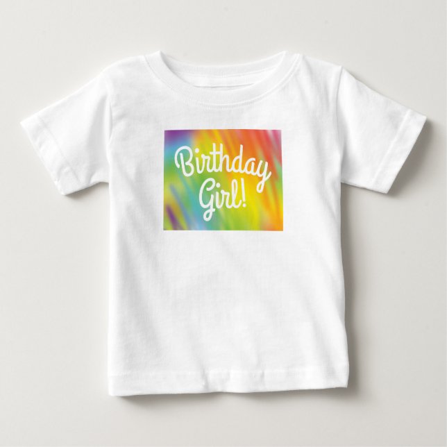 Camiseta Tie Dye Rainbow Festa de aniversário Kids Cute (Frente)