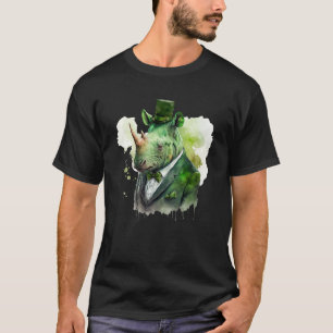 Camiseta Tie Dye Rhino Tuxedo Leprechaun Hat Rua D de Patri