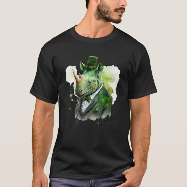 Camiseta Tie Dye Rhino Tuxedo Leprechaun Hat Rua D de Patri (Frente)