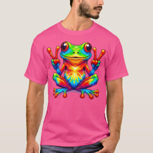 Camiseta Tie-Dye Sapo Sinal de Paz Animal
