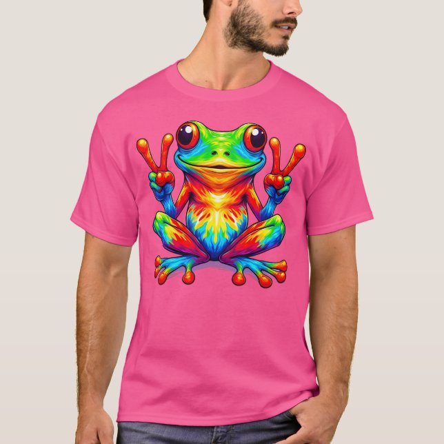 Camiseta Tie-Dye Sapo Sinal de Paz Animal (Frente)