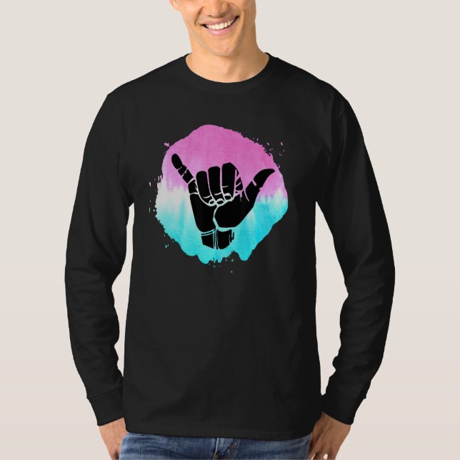 Camiseta Tie-Dye Shaka Mão Perda Cor Do Arco-Íris Dica (Frente)