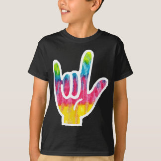 Camiseta Tie Dye Sign Language - Símbolo da Mão - Símbolo D