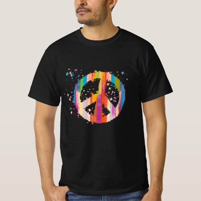 Camiseta Tie-Dye Sinal de Paz Hippie Bohemian - Símbolo do  (Frente)
