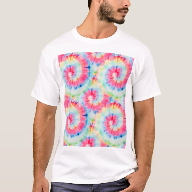 Camiseta Tie Dye Spiral, arte aquática. (Frente)