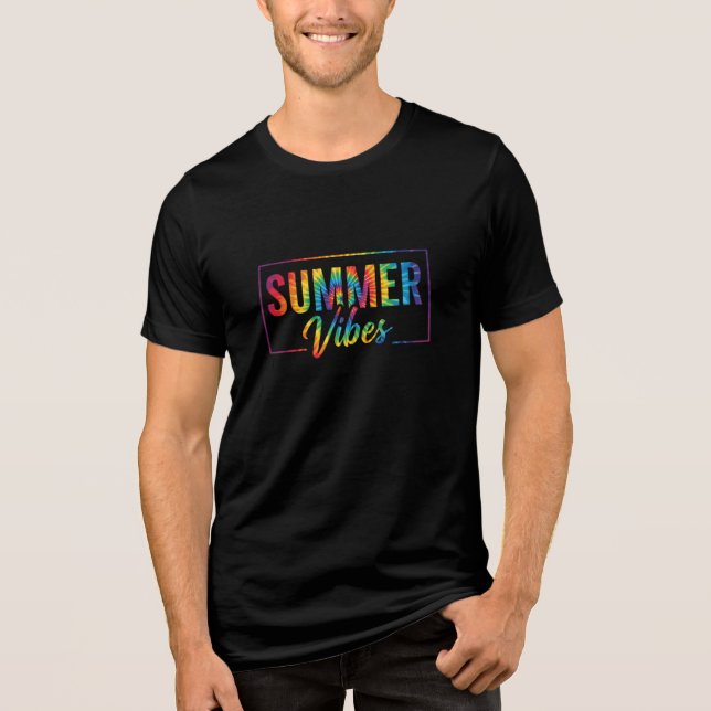 Camiseta Tie-Dye SUMMER Vibes – Arco-Íris Colorido (Frente)