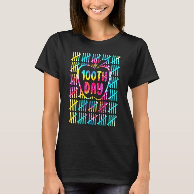 Camiseta Tie Dye Tally Marks 100th Day Of School Teacher St (Frente)