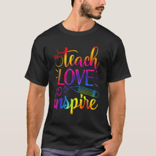 Camiseta Tie Dye Teach Love Inspire Engraçado De Volta À Es