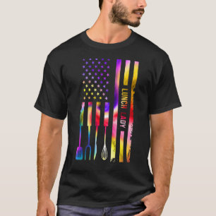 Camiseta Tie Dye US Flag Lunch Lady Life Cafteria Chef Coo