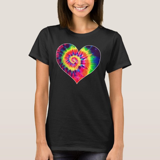 Camiseta Tie Dyed Valentine's Day Shirt Cute Tye Dye Heart (Frente)