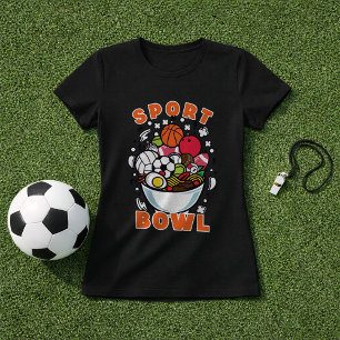 Camiseta Tigela de Esporte Engraçado Fã de Múltiplos Esport