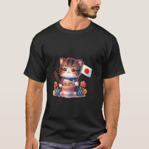 Camiseta Tigela de Macarrão Amor Japão Gato Comida Japonesa