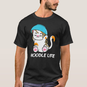 Camiseta Tigela de Macarrão Gatinho Fofo Kit de Vida de Mac