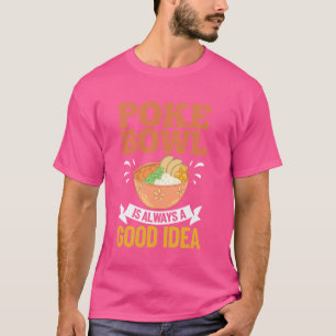 Camiseta Tigela de Poke Comida Havaiana Receita de Peixe