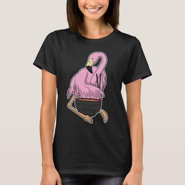 Camiseta Tigela de Ramen de Flamingo (Frente)