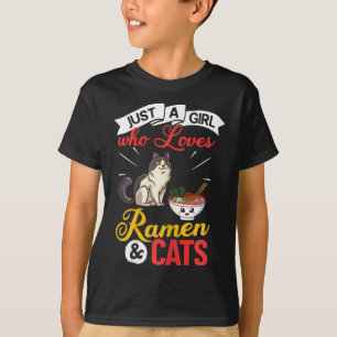 Camiseta Tigela de Ramen de Gato Sopa de Macarrão de Frango