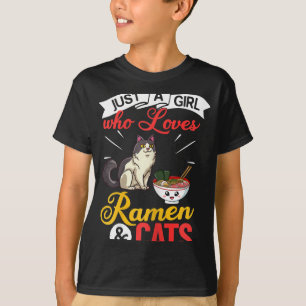 Camiseta Tigela de Ramen de Gato Sopa de Macarrão de Frango