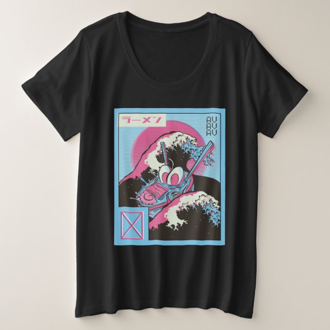 Camiseta Tigela de Ramen Vaporwave Design (Frente do Design)