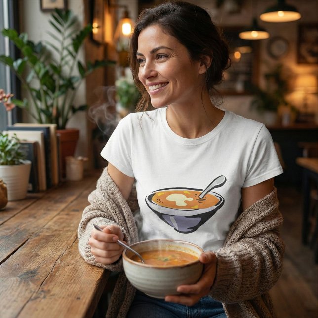 Camiseta Tigela de Sopa de Tomate com Colher (Criador carregado)